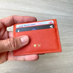 Gepersonaliseerde leren kaarthouder, slanke portemonnee voor vrouwen, aangepast cadeau voor mannen, mooi cadeau voor moeder