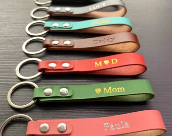 Personalised Leather Keychain Keyfob gift for him and her