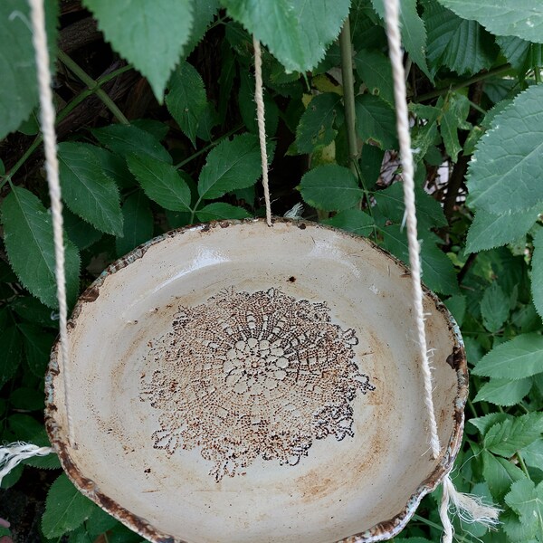 Hand-made birdbath