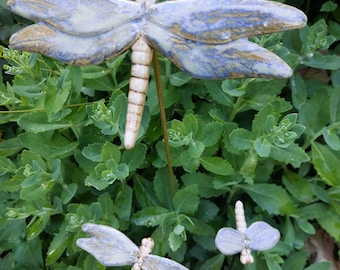 Juego de libélula de estacas de cerámica para plantas