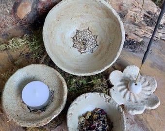 Hand-thrown incense ritual sets