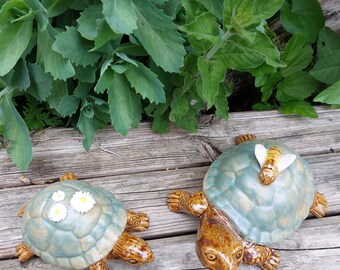 陶器の亀のペア - Etsy 日本