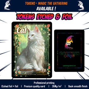 Ocelot Cat Token (Bianco 1/1) - Gatto bianco gettone - MTG - Magic the gathering - Carta personalizzata - Foil inciso