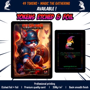 Ficha de Soldado Gato (1/1) Vigilância - Bate-papo soldat jeton - MTG Magic the gathering - Carta personalizada - Foil etched