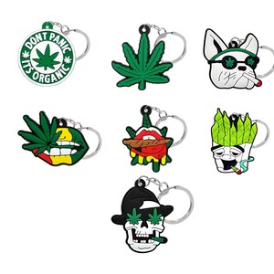 Custom PVC Keychain with Leaf and Lips Design | Creative Green Plant Key Ring | Car Accessories & Bag Pendant | Unique Coin Holder Keychain