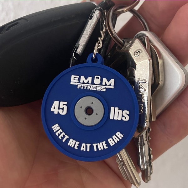 EMOM Fitness® Keychain - Barbell Blue - Weightlifting - Meet me at the bar!