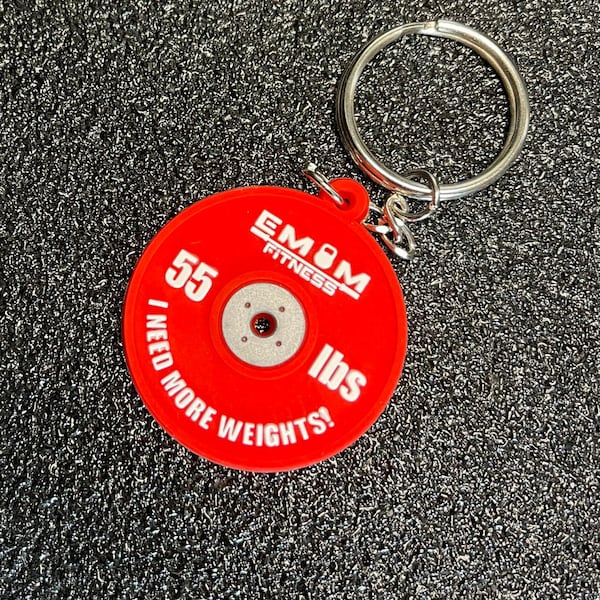 EMOM Fitness® Keychain - Barbell Red - I need more weights!