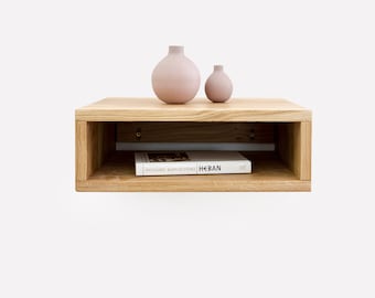 Oak Floating Bedside Table, Solid, oak, unit, Bedside Table, cabinet, solid wood,
