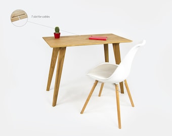 Schreibtisch aus Holz mit T-Nut, Schreibtisch 100 x 50 cm oder 120 x 60 cm, massive Eiche, Computertisch, Heimbüro, Büroschreibtisch, Schreibtisch, Schreibtisch, Tisch