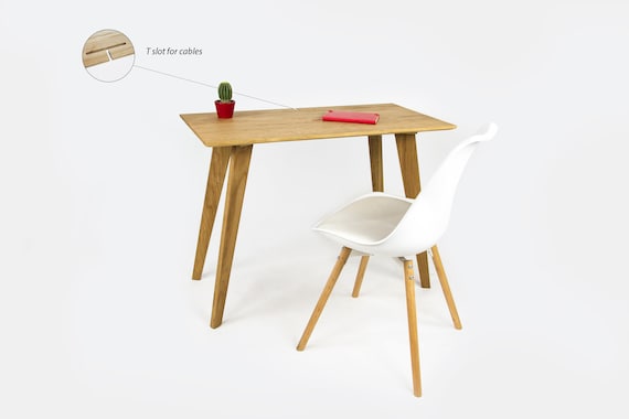 Scanalatura a T per scrivania in legno, Desktop 100x50 cm o 120x60cm,  Rovere massello, Scrivania per computer, Home Office, Scrivania da ufficio,  Schreibtisch, Scrivania da ufficio, Tavolo -  Italia