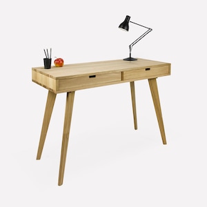 Wooden Desk &quot;Kat&quot; with drawers, Artisan Solid Oak Wood Desk, Computer Desk, Office Desk, Custom Made Desk, Schreibtisch, Bureau Desk, Table