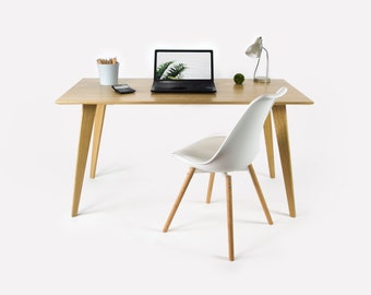 Holzschreibtisch, handgefertigter Schreibtisch aus massivem Eichenholz, Computertisch, Heimbüro, Büroschreibtisch, maßgeschneiderter Schreibtisch, Schreibtisch, Büroschreibtisch, Tisch