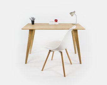 Klein houten bureau, ambachtelijk massief eikenhouten bureau, computerbureau, thuiskantoor, bureau, op maat gemaakt bureau, Schreibtisch, bureau, tafel