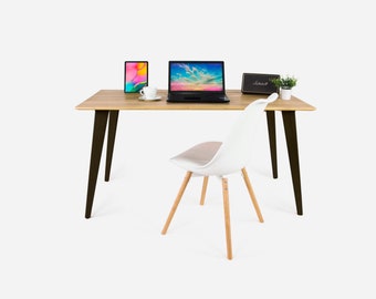 Desk Wooden Desk  / Black legs,  Office Desk Custom Made Desk Schreibtisch Bureau Desk Table