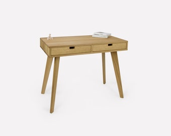 Wooden Desk "Kat" with drawers / small, Solid Oak Wood Desk, Computer Desk, Office Desk, Custom Made Desk, Schreibtisch, Bureau Desk, Table