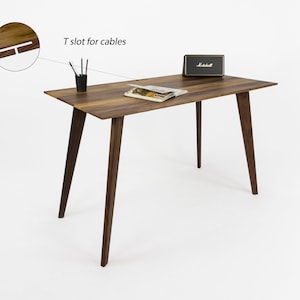 Small Walnut Desk T slot, Wood Desk, Computer Desk, Home Office, Office Desk, Custom Made Desk, Schreibtisch, Bureau Desk, Table