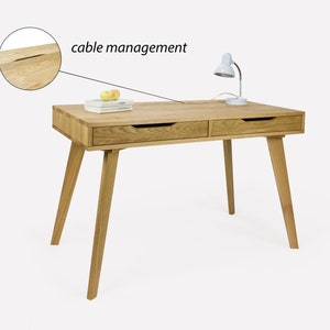 Wooden Desk &quot;Kat&quot; with drawers and management compartment, Solid Oak Wood Desk, Office Desk, Schreibtisch, Bureau Desk, Table