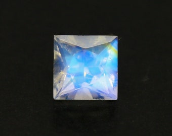 Natural Multi-Fire Rainbow Moonstone 0.68 Carat 5x5 MM Square Shape Faceted Gemstone