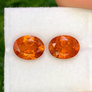 Natural Spessartite Garnet (Orange Garnet) Lot 4.25 Carat 8.5x6.5 MM Oval Shape Faceted Gemstone Orange Garnet 2 Piece Lot