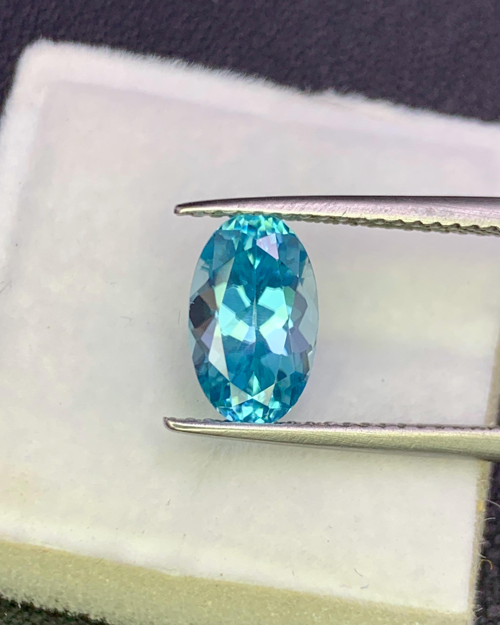 Magnifique Zircon Bleu Naturel Du Cambodge - 6,45 Ct - Qualité Exceptionnelle AAAA