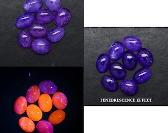 Lote de piedras preciosas de hackmanita natural raras con cambio de color, 8,5 x 6,5 mm (aprox.), forma ovalada, cabujón.