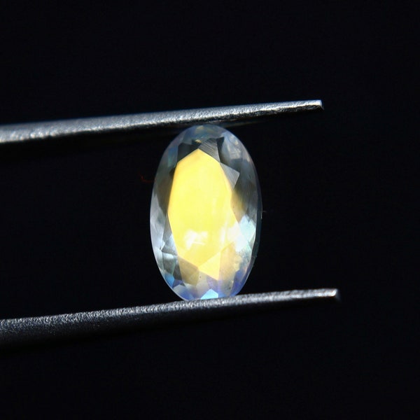 Natural Rainbow Moonstone 0.66 Carat 7.5x4.5 MM Oval Shape Faceted Gemstone