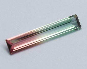 Natural Bi-color Tourmaline 1.47 Carat 18.4x3.6 MM Baguette Shape Faceted Gemstone