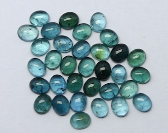 Natürliche Indigolith Turmalin Lot 5 x 4 MM Oval Form Cabochon Edelstein Lot
