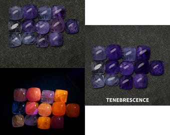 Lote de 13 piedras preciosas naturales de hackmanita con cambio de color, 5,63 quilates, tamaño mixto, forma cojín, cabujón.