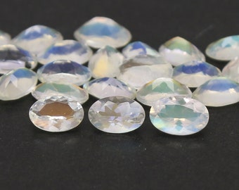 Natural Multi-Fire Rainbow Moonstone Lot 6x4 (Approx.) MM Oval Shape Faceted Gemstone Lot