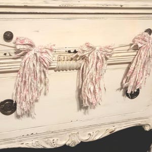 Garland- Sweet Rose Bow Garland,Cottage Lace Garlands,Farmhouse Bow Garland,Prairie Garland,Pink Flower Rag Garland,Country Garland,Shabby