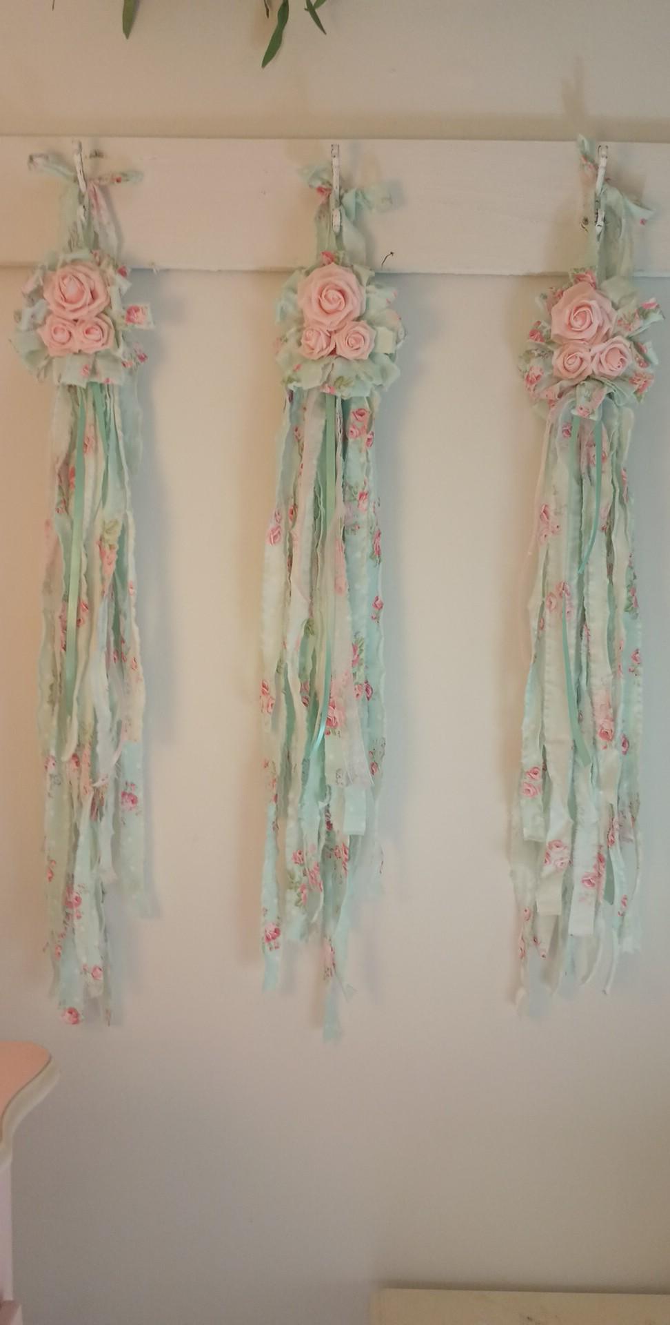 Small Rustic Bows Rag Bows- Cottage Mint Rose Bow, Marshmallow Rose Bow - Etsy
