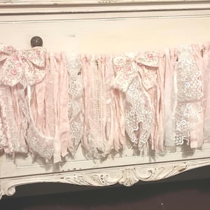Garland-Shabby French Farmhouse Cottage Pink Rose Lace Garlands,French Country, Cottage,Shabby Chic,Country Wedding,Luxurious Rag Garland