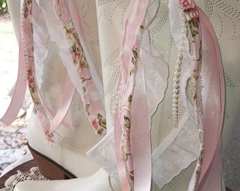 Cowgirl Boot Bows - "Sweet Tea Party" Boot Streamers, Shabby Chic Boot Streamers, Western Chic, Concert Boot Streamers,Boot Bows,Trending