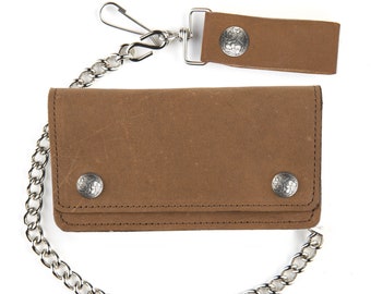 Buffalo Nickel Oil Tan Chain Wallet