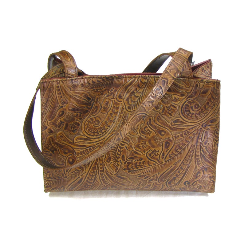 Tooled Floral Mid Size Tote Bag image 1