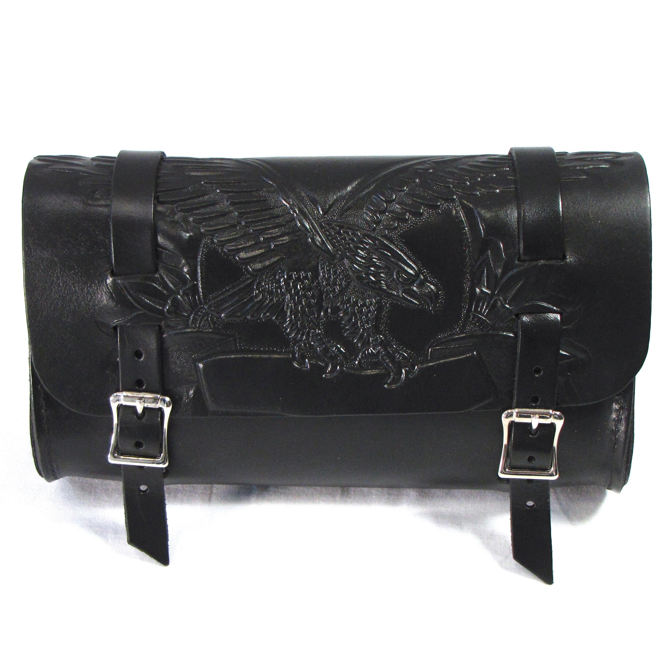 black leather tool pouch