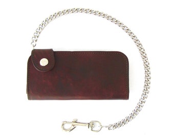 Leather Side Snap Chain Wallet
