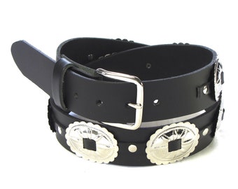 Hand Stained Leather Concho Belt