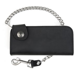 Buffalo Nickel Side Snap Leather Chain Wallet