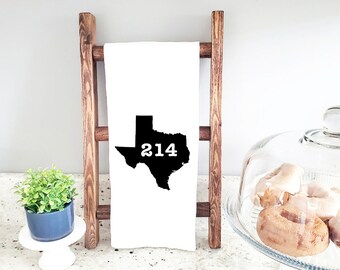 Custom Home State Gift, Area Code Flour Sack Tea Towel, Cotton Towel, Long Distance Gift, Realtor Gift, Housewarming Gift, Going Away Gift