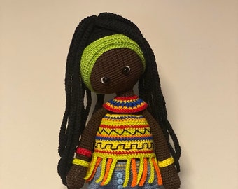 Crochet Pattern Doll Zahra - Amigurumi - African Girl - Black Doll - English - Big Doll