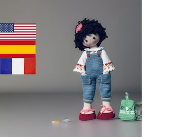Crochet Pattern Doll River - Amigurumi - English - Spanish - French - Big Doll - Creative Crochet