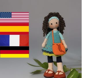 Schema per bambola all'uncinetto Malli - Amigurumi - Inglese - Spagnolo - Francese - Tedesco - Bambola grande - Bambola realistica - Schema per bambola di peluche