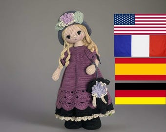 Bambola Bella Modello all'uncinetto Amigurumi Inglese Spagnolo Francese Tedesco Grande bambola Bambola realistica