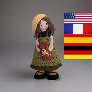 Crochet Pattern Doll Lucy - Amigurumi - English - Spanish - French - German - Big Doll - Realistic Doll