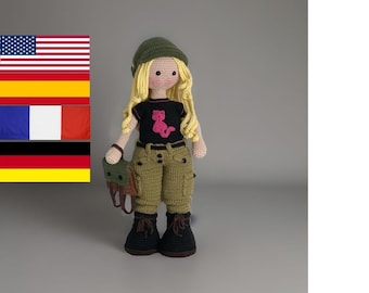 Modello all'uncinetto per bambola Storm - Amigurumi - Inglese - Spagnolo - Francese - Tedesco - Bambola grande - Bambola realistica