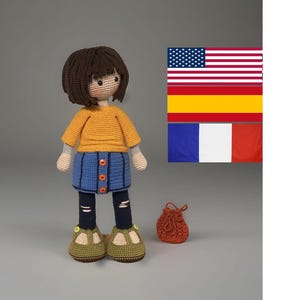 Patrón de crochet Muñeca Lena - Amigurumi - Inglés - Español - Francés - Muñeca Grande - Muñeca Realista