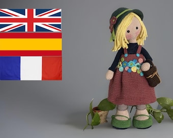 Crochet Pattern Doll Blossom - Amigurumi - English - Spanish - French - Big Doll - Creative Crochet - Stuffed Doll Pattern