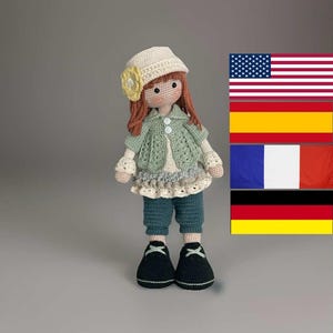 Crochet Pattern Doll Izzy - Amigurumi - English - German - Spanish - French - Big Doll - Realistic Doll